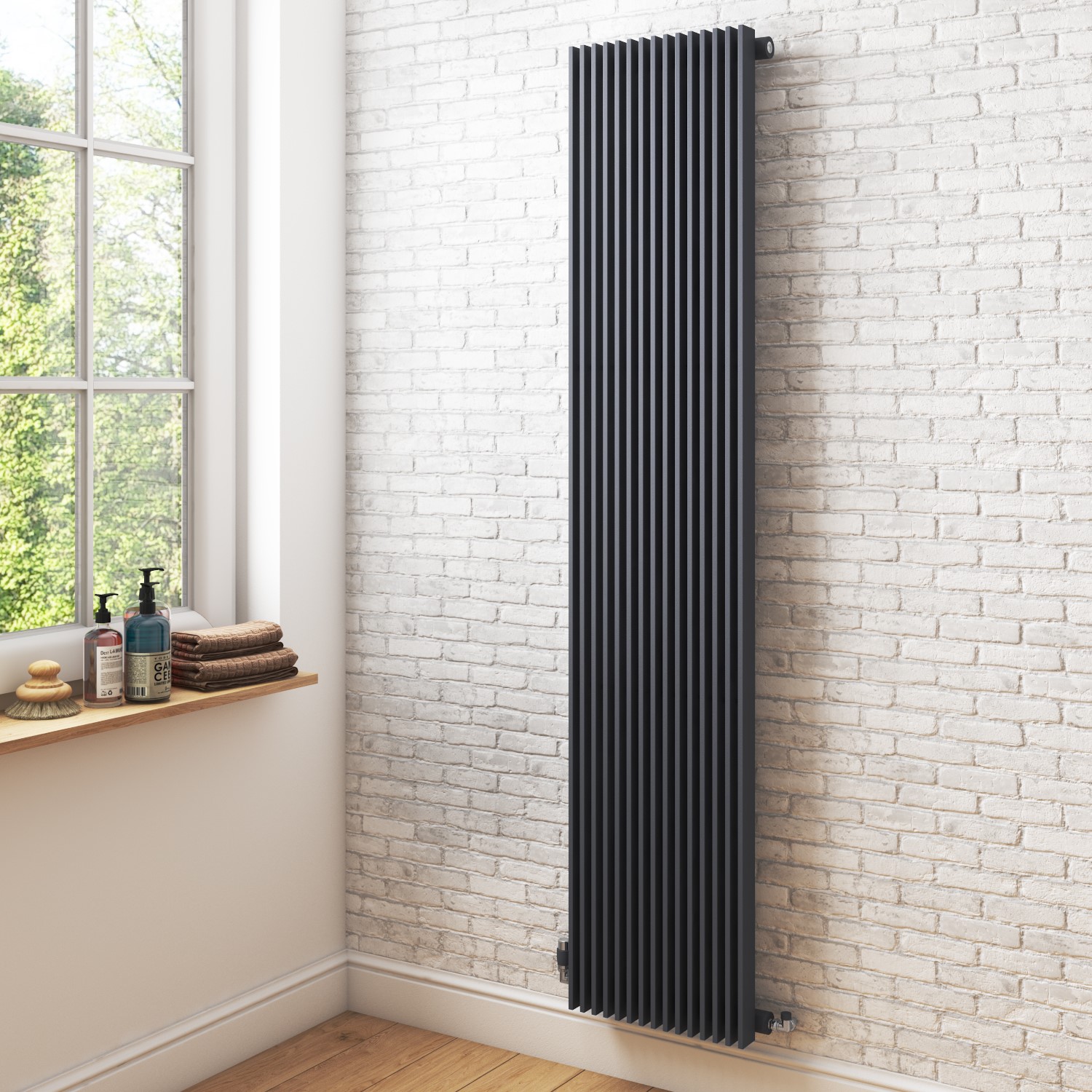 Vertical Anthracite Tall Radiator - 1800 x 399mm - Better Bathrooms
