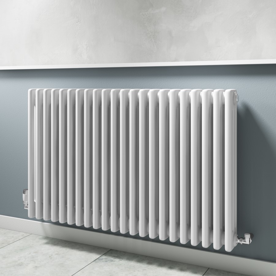 GRADE A1 - White Horizontal Traditional Column Radiator - 600 x 999mm
