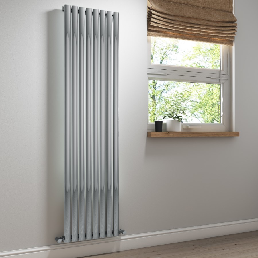 Chrome Vertical Tall Radiator - 1800 x 480mm
