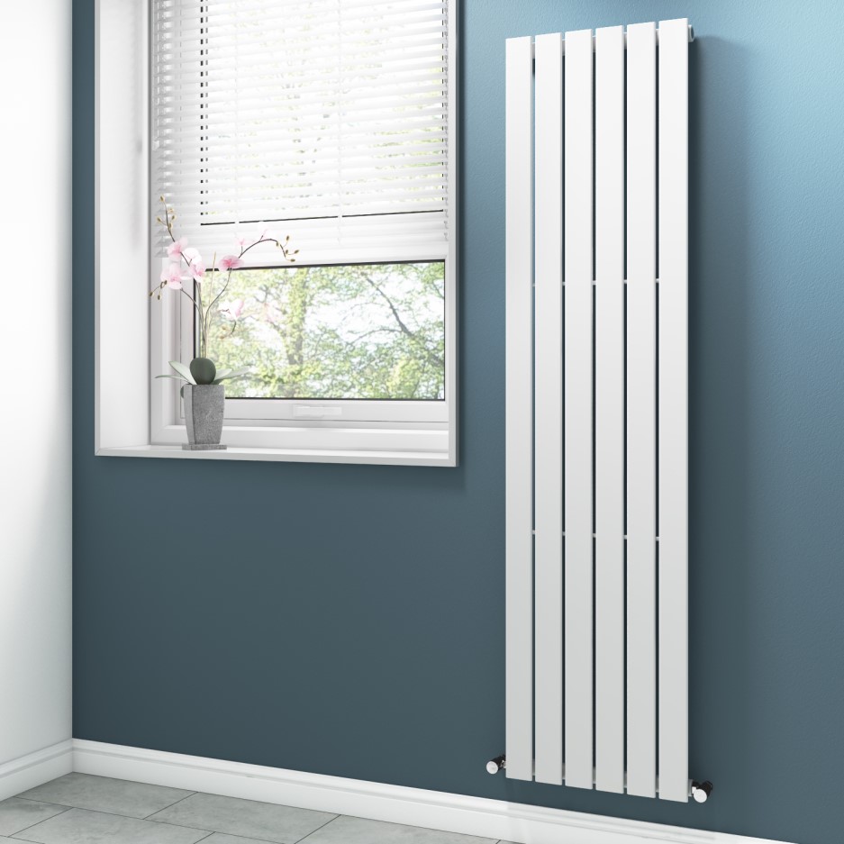 Vertical Tall White Radiator with Flat Panels 1800 x 450mm Better Bathrooms