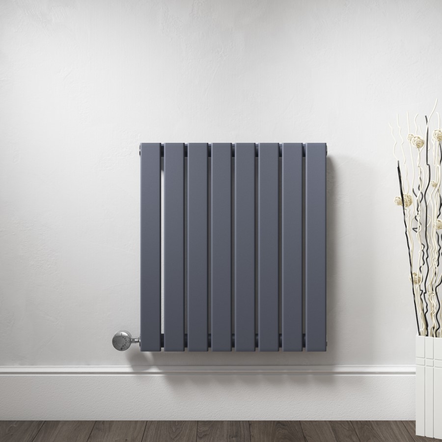 Horizontal Anthracite Flat Panel Radiator - 600 x 600mm