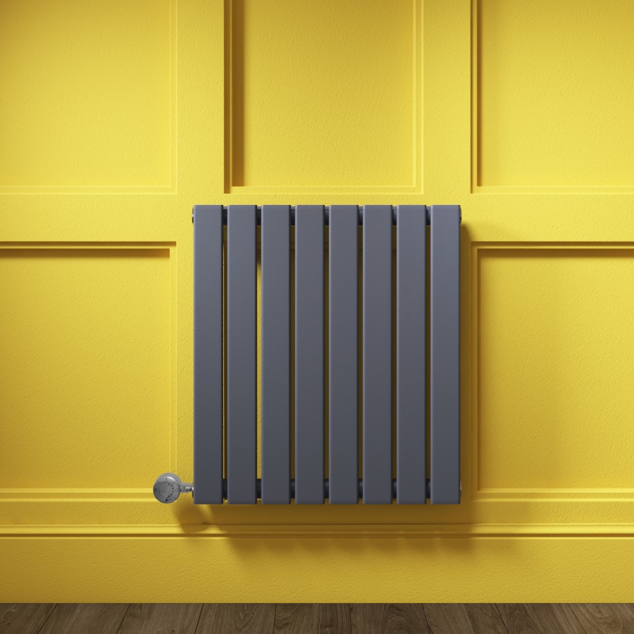 Horizontal Anthracite Flat Panel Radiator - 600 x 600mm