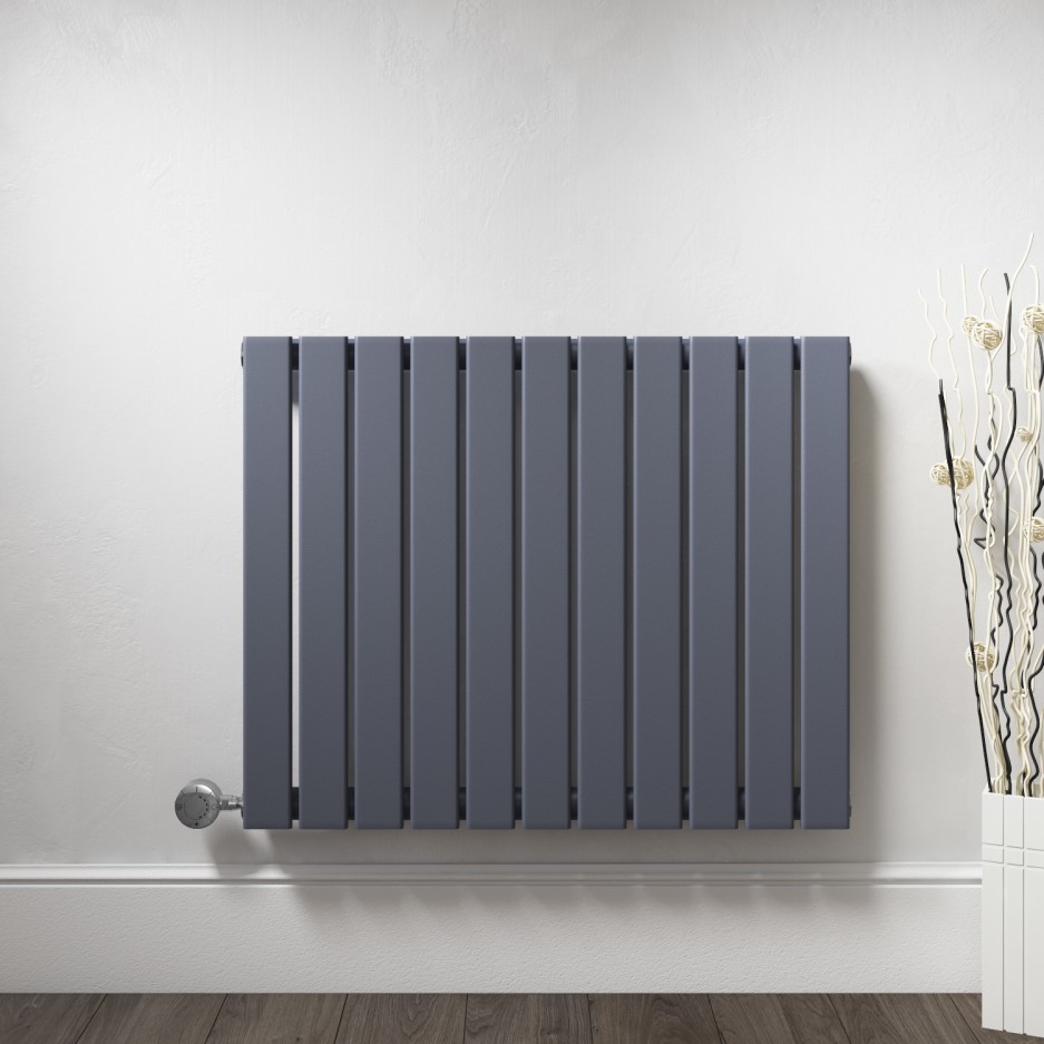 Horizontal Anthracite Grey Flat Panel Radiator - 600 x 836mm - Better ...