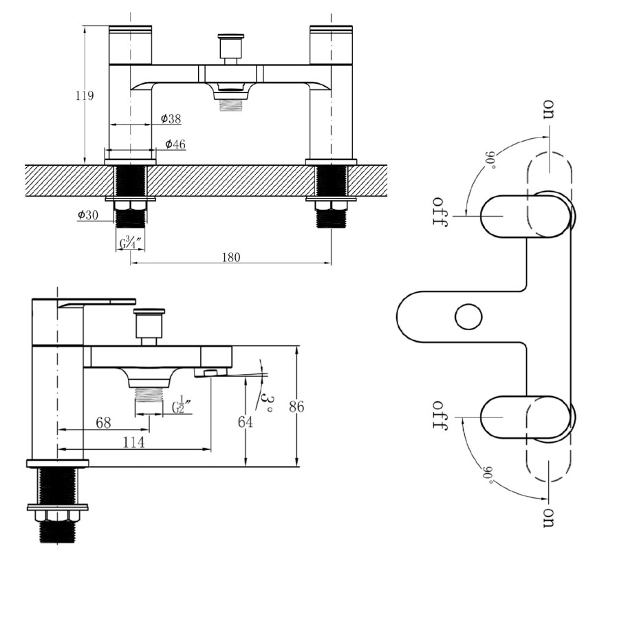RAK Ceramics Compact Eco Bath Shower Mixer Tap