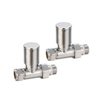 GRADE A3 - Pair of Modern Round Head Radiator Valves