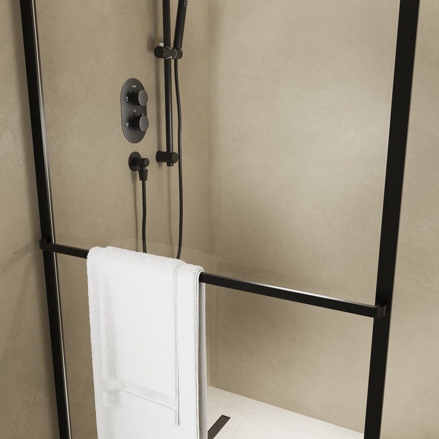 800mm Black Curved Glass Shower Screen for Wet Room & Walk In Shower - Raya