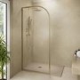 800mm Brushed Brass Curved Glass Shower Screen for Wet Room & Walk In Shower - Raya