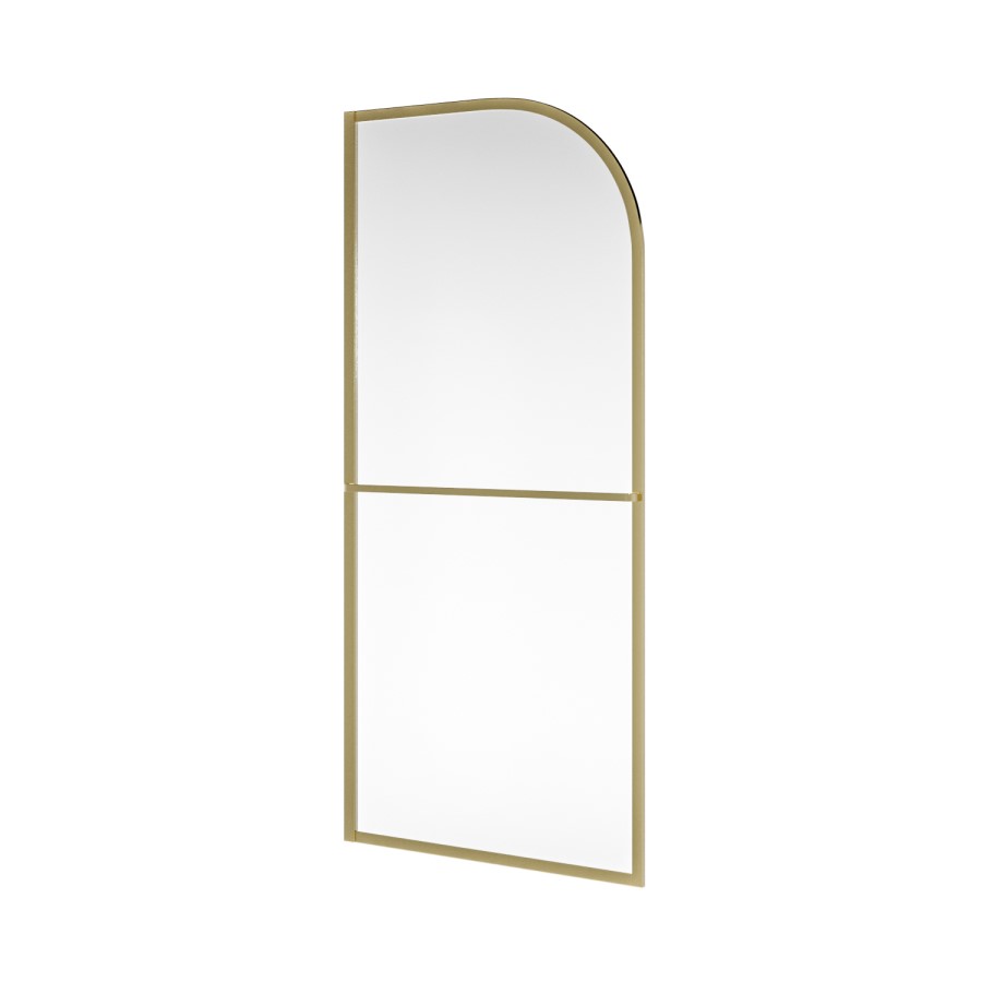 800mm Brushed Brass Curved Glass Shower Screen for Wet Room & Walk In Shower - Raya