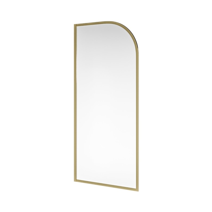 800mm Brushed Brass Curved Glass Shower Screen for Wet Room & Walk In Shower - Raya