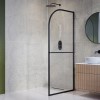 900mm Black Arched Wet Room Shower Screen with Towel Rail - Raya
