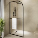 RAYA900MB 900mm Black Curved Glass Shower Screen for Wet Room & Walk In Shower - Raya
