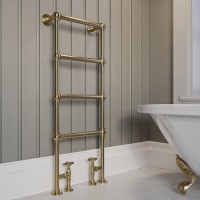 ONLY OPENED - Brass Vertical Traditional Towel Rail Radiator 1200 x 479mm - Regent