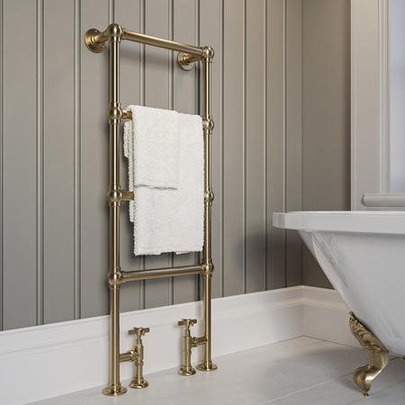 Antique Brass Heated Towel Rail Wall Mounted Traditional Towel