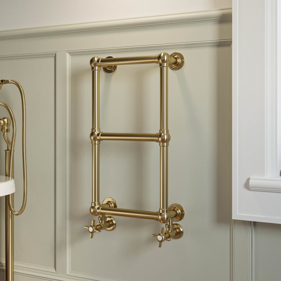 ALMOST PERFECT - Brass Vertical Traditional Towel Radiator 700 x 400mm - Regent