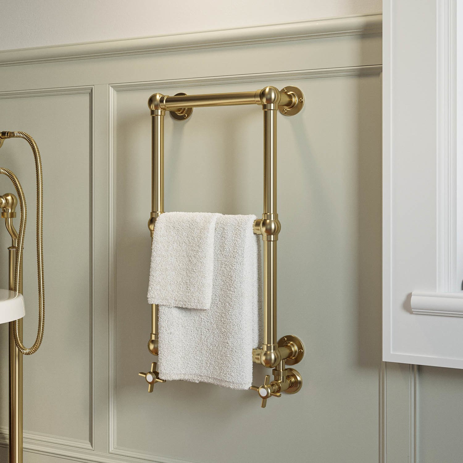 Restroom Radiator Brass Vertical Traditional Towel Radiator 700 x 400mm - Regent - Better ...
