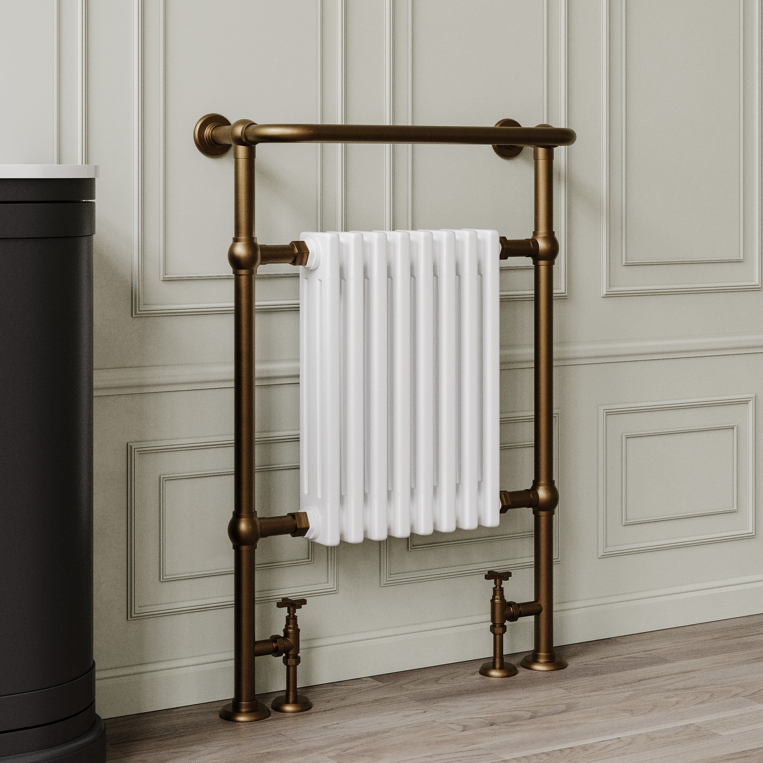 Regent Bronze White And Traditional Column Radiator With Towel Rail 952 X 659Mm