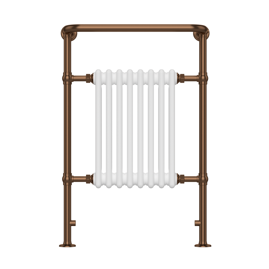 White and Bronze Traditional Column Radiator with Towel Rail 952 x 659mm - Regent