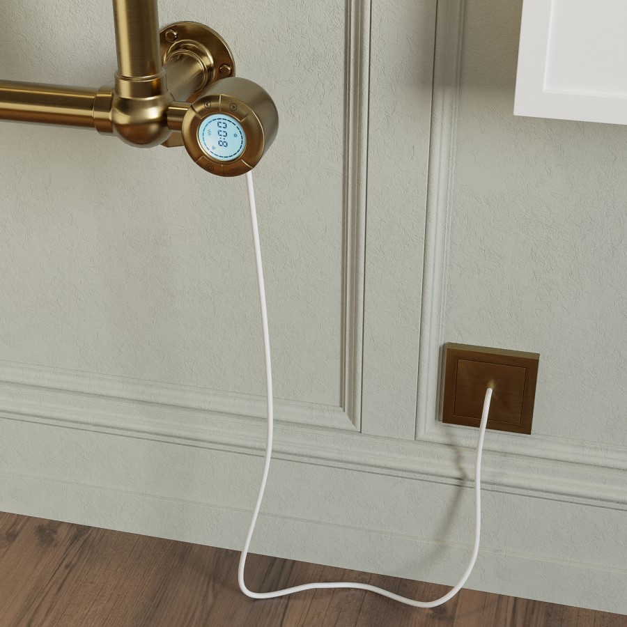 Brass Vertical Traditional Electric Towel Radiator 700 x 400mm - Regent