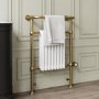 White and Brass Traditional Electric Column Radiator with Towel Rail 952 x 659mm - Regent