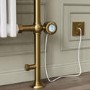 White and Brass Traditional Electric Column Radiator with Towel Rail 952 x 659mm - Regent