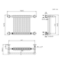Black and Brass Traditional Column Radiator with Towel Rail 510 x 740mm - Regent