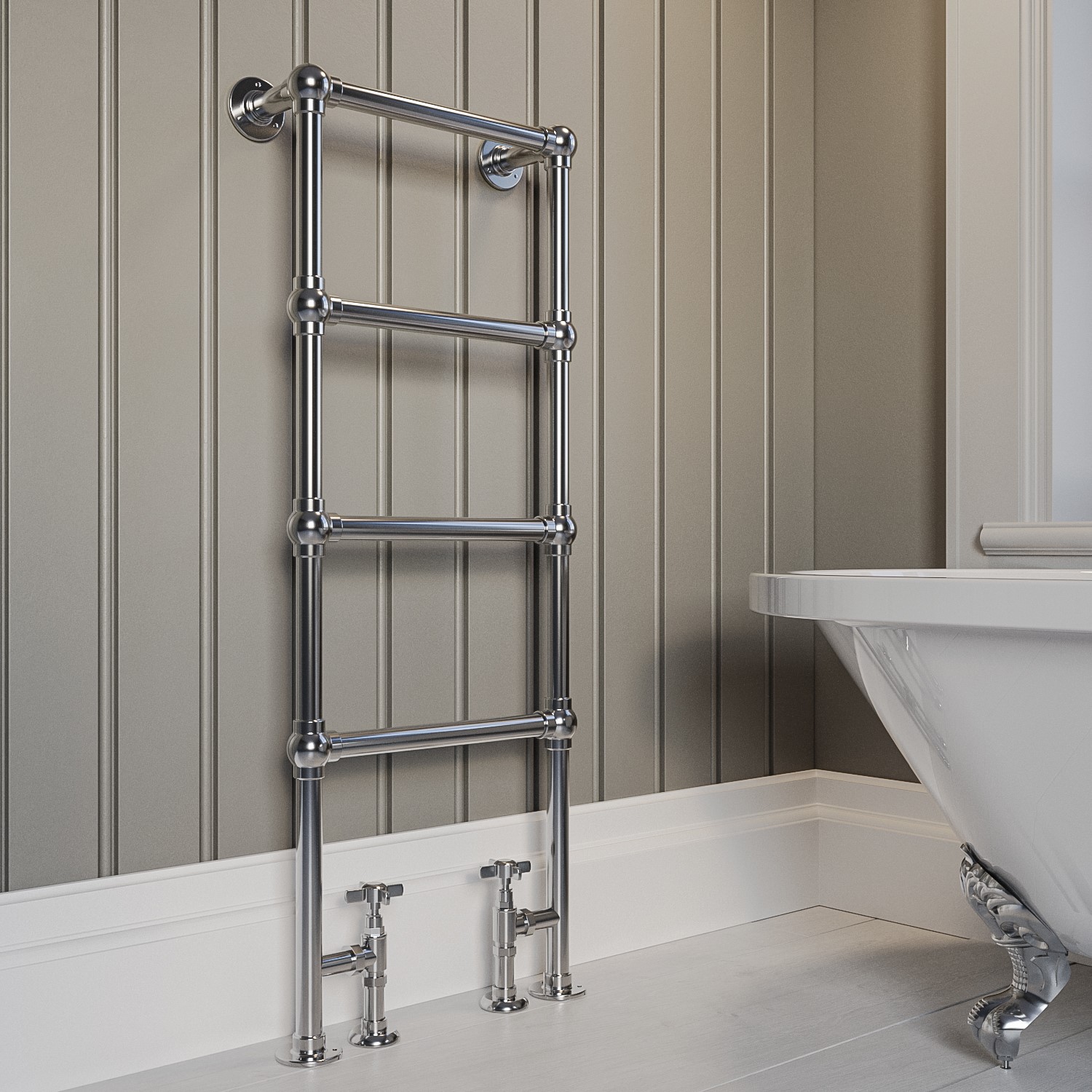 Column Radiator Chrome Chrome Vertical Traditional Towel Rail Radiator 1200 x 479mm - Regent ...