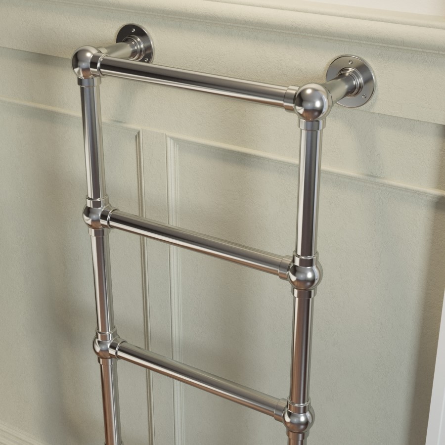Chrome Vertical Traditional Towel Rail Radiator 1200 x 479mm - Regent