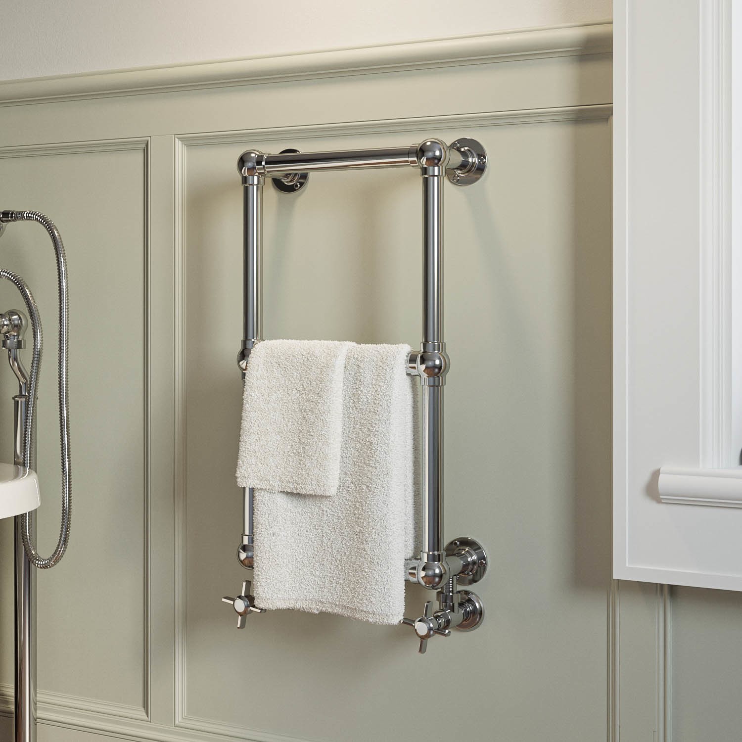 Chrome Vertical Traditional Towel Radiator 700 x 400mm - Regent ...