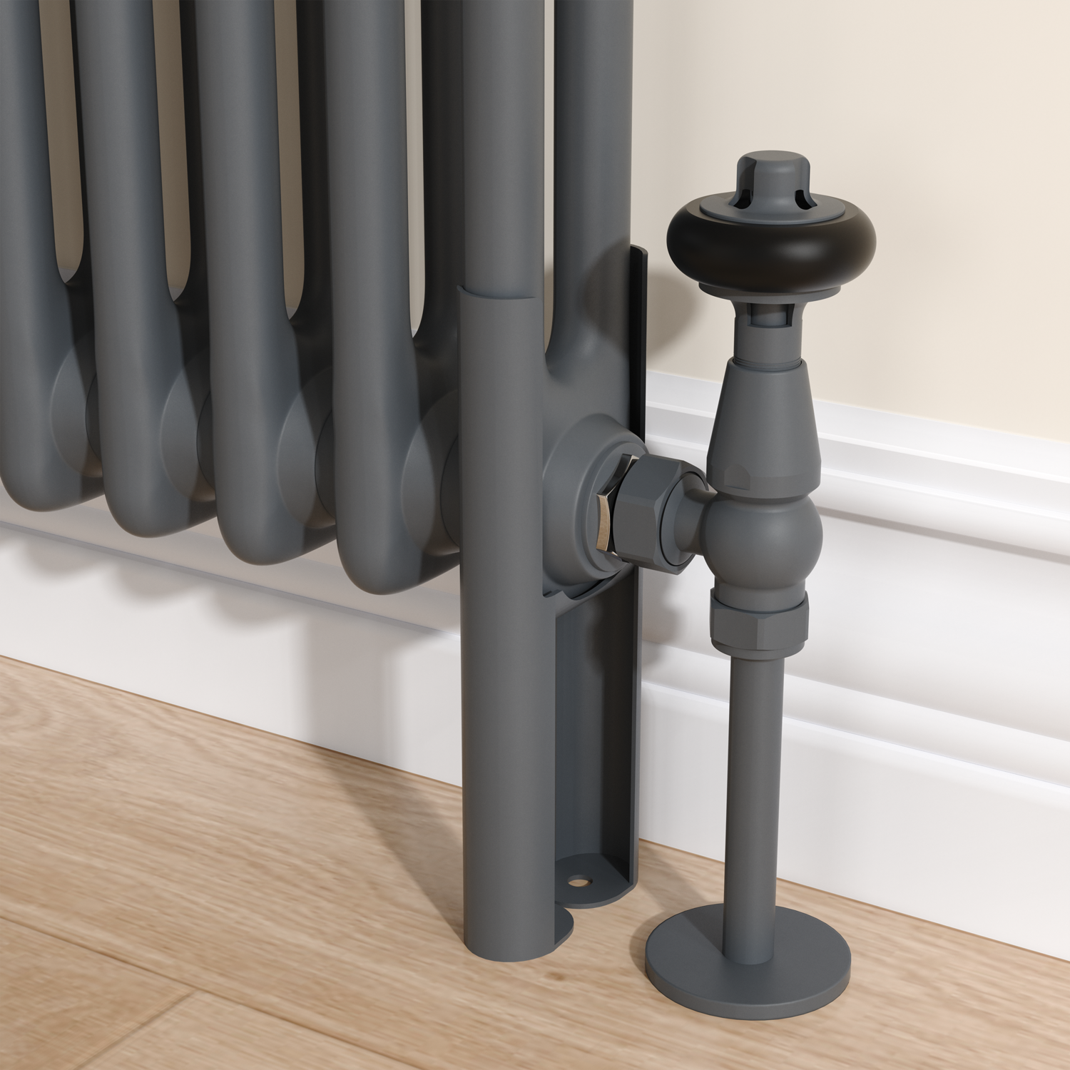 Image of REGGIO Reggio Anthracite Two Column Traditional Radiator Feet Anthracite 7.5 x 3 x 20 cm REGGIOFEET2DG