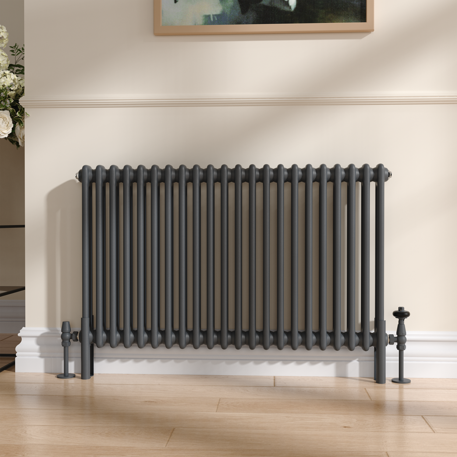 Feature Radiator Feet Reggio Anthracite Two Column Traditional Radiator Feet - Better Bathrooms