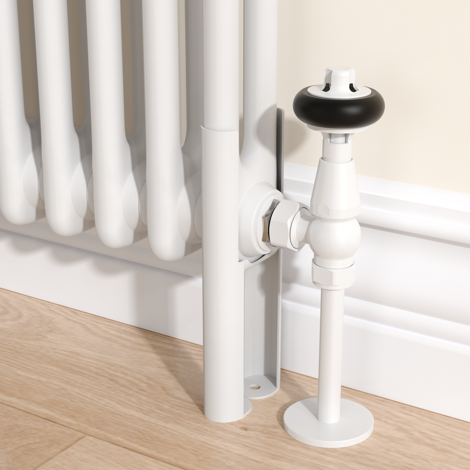 Traditional Radiator Feet Reggio White Two Column Traditional Radiator Feet - Better Bathrooms