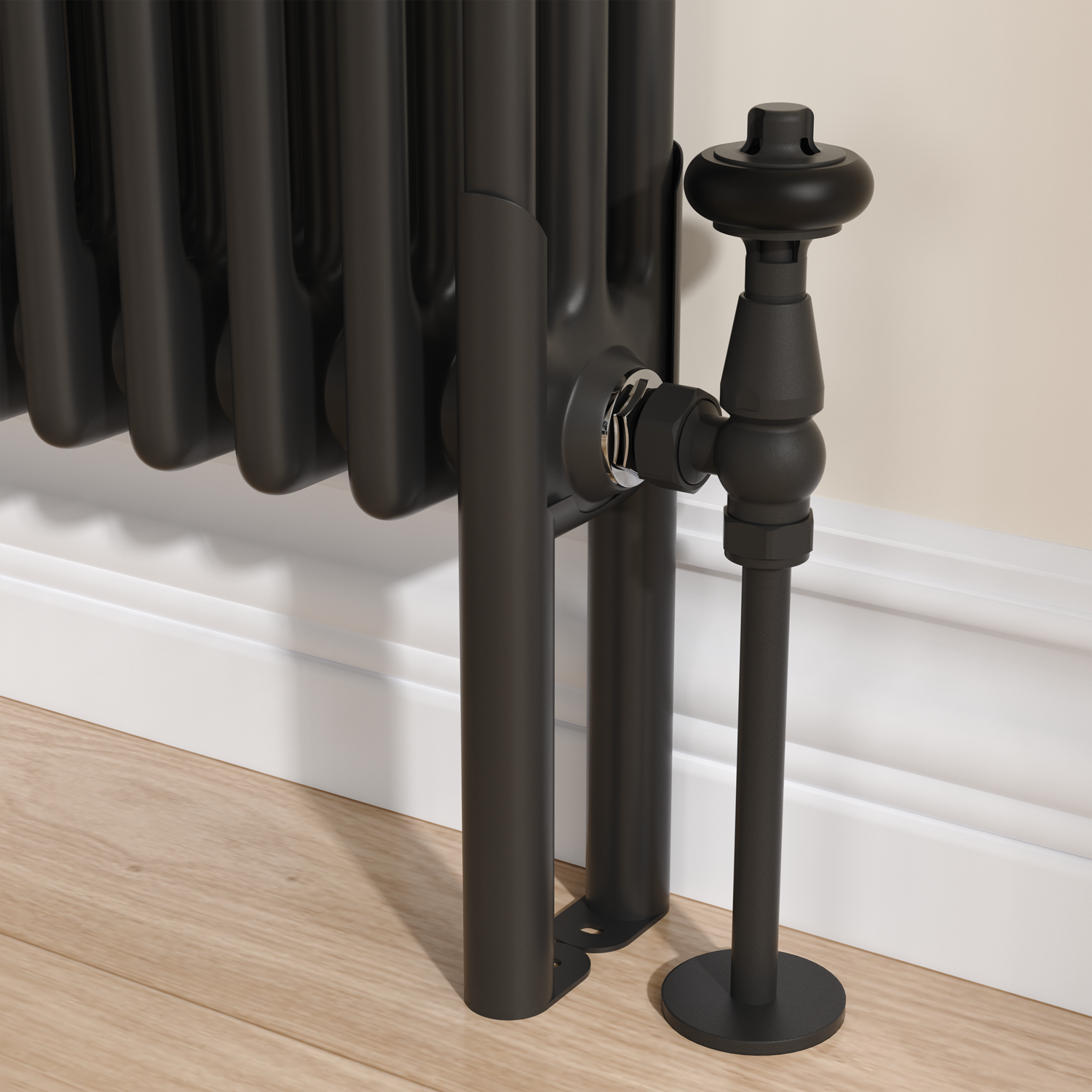 Traditional Radiator Feet Reggio Black Three Column Traditional Radiator Feet - Better Bathrooms