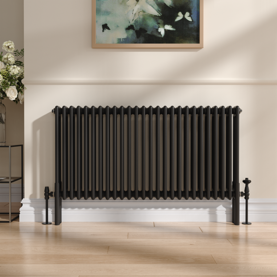Reggio Black Three Column Traditional Radiator Feet
