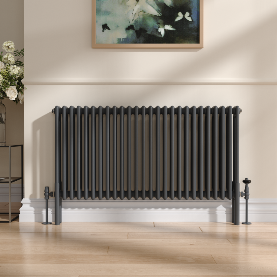 3 Foot Radiator Reggio Anthracite Three Column Traditional Radiator Feet - Better Bathrooms