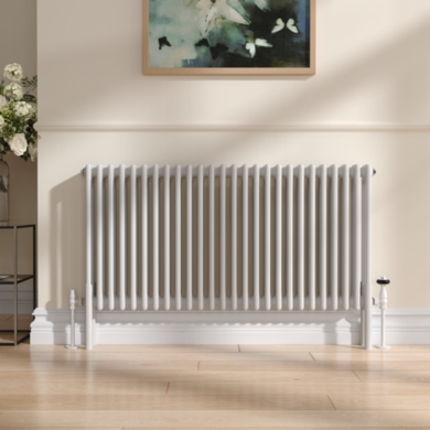 Reggio White Three Column Traditional Radiator Feet