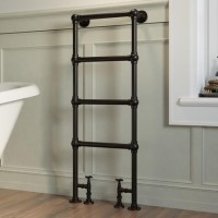 Black Vertical Traditional Towel Rail Radiator 1200 x 479mm - Regent