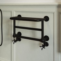 GRADE A2 - Black Traditional Heated Towel Shelf Radiator 350 x 550mm- Regent GRADE A2 - Black Traditional Heated Towel Shelf Radiator 350 x 550mm- Regent