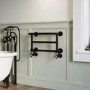 GRADE A2 - Black Traditional Heated Towel Shelf Radiator 350 x 550mm- Regent