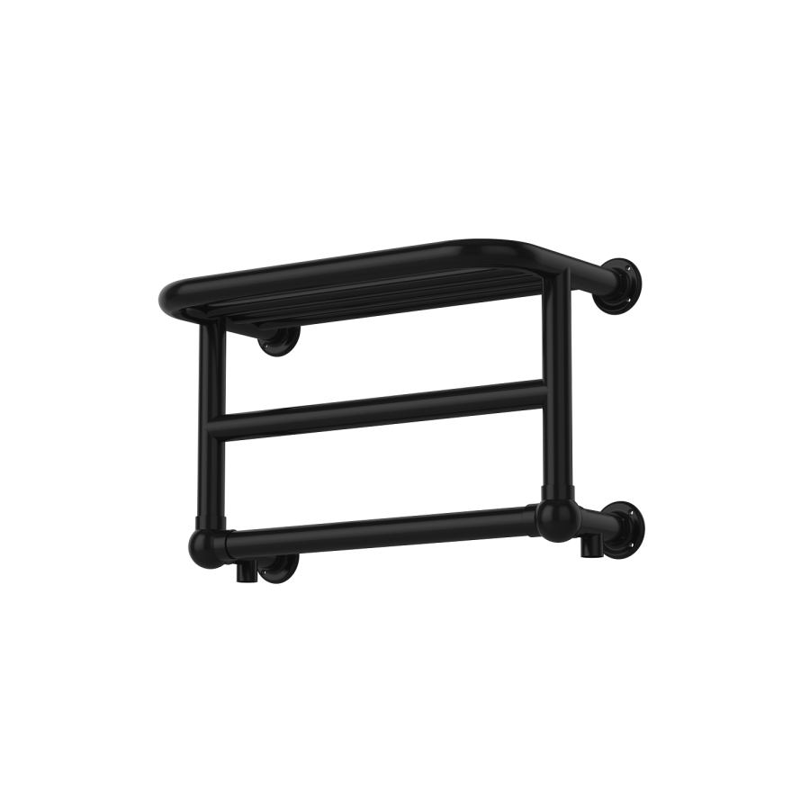GRADE A2 - Black Traditional Heated Towel Shelf Radiator 350 x 550mm- Regent