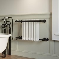 White and Black Traditional Column Radiator with Towel Rail 510 x 740mm - Regent White and Black Traditional Column Radiator with Towel Rail 510 x 740mm - Regent