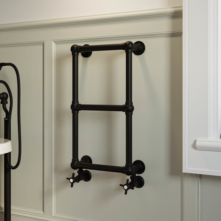 Black Vertical Traditional Towel Radiator 700 x 400mm - Regent - Better ...