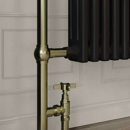 Black and Brass Traditional Column Radiator with Towel Rail 952 x