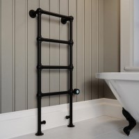 Black Vertical Electric Towel Radiator 1200 x 479mm - Regent Black Vertical Electric Towel Radiator 1200 x 479mm - Regent
