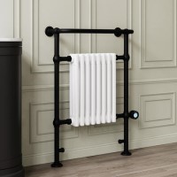 White and Black Electric Traditional Column Radiator with Towel Rail 952 x 659mm - Regent