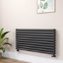 Sorrento Linea Midnight Black Oval Designer Radiator 590x1200mm Double Panel 4355 BTU - Horizontal Bars