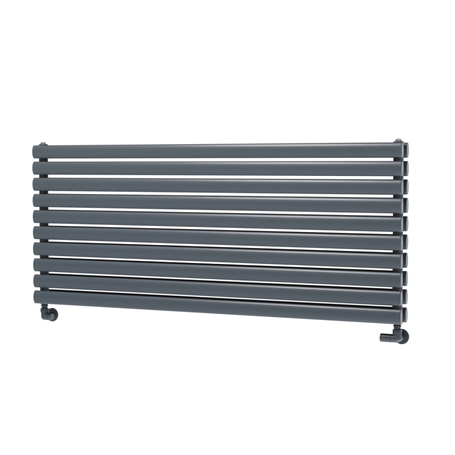 Sorrento Dark Grey Anthracite Oval Designer Radiator 590x1400mm Double ...