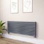 Sorrento Linea Dark Grey Anthracite Oval Designer Radiator 590x1600mm Double Panel 5676 BTU - Horizontal Bars