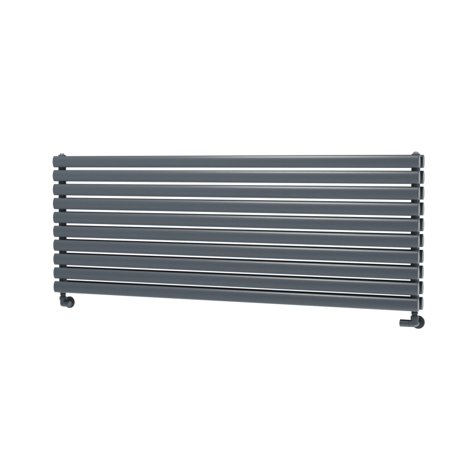 Sorrento Linea Dark Grey Anthracite Oval Designer Radiator 590x1600mm Double Panel 5676 BTU - Horizontal Bars