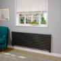 Sorrento Linea Midnight Black Oval Designer Radiator 590x1800mm Double Panel 6338 BTU - Horizontal Bars