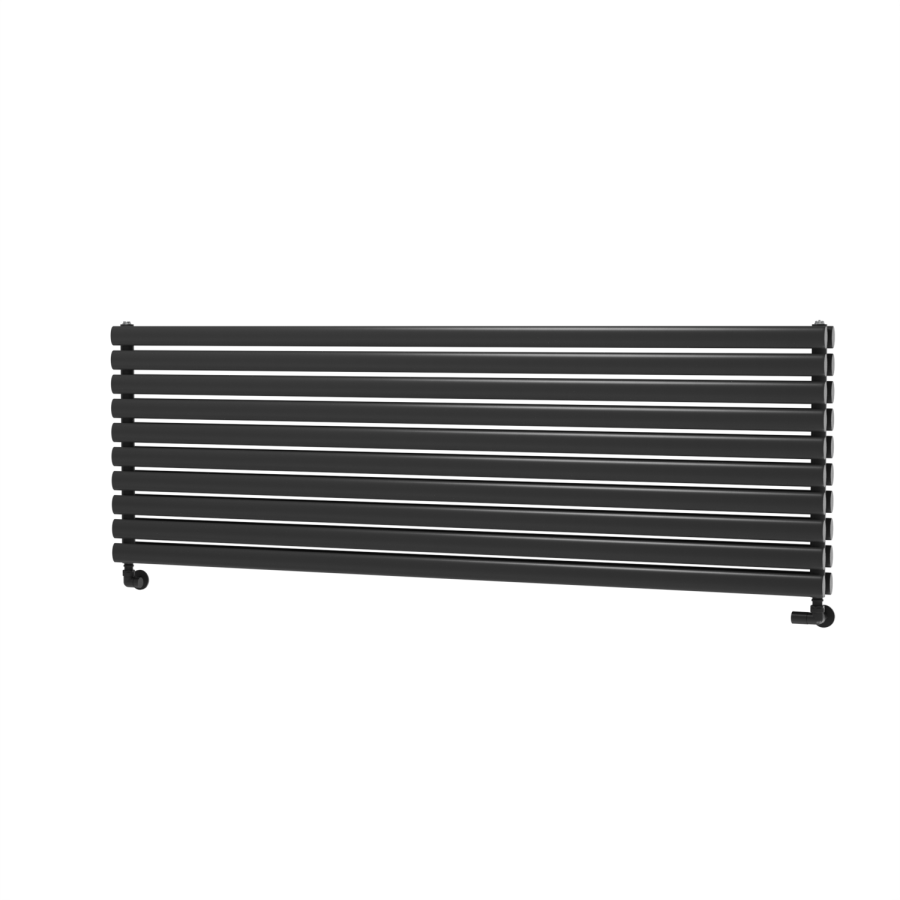 Sorrento Linea Midnight Black Oval Designer Radiator 590x1800mm Double Panel 6338 BTU - Horizontal Bars